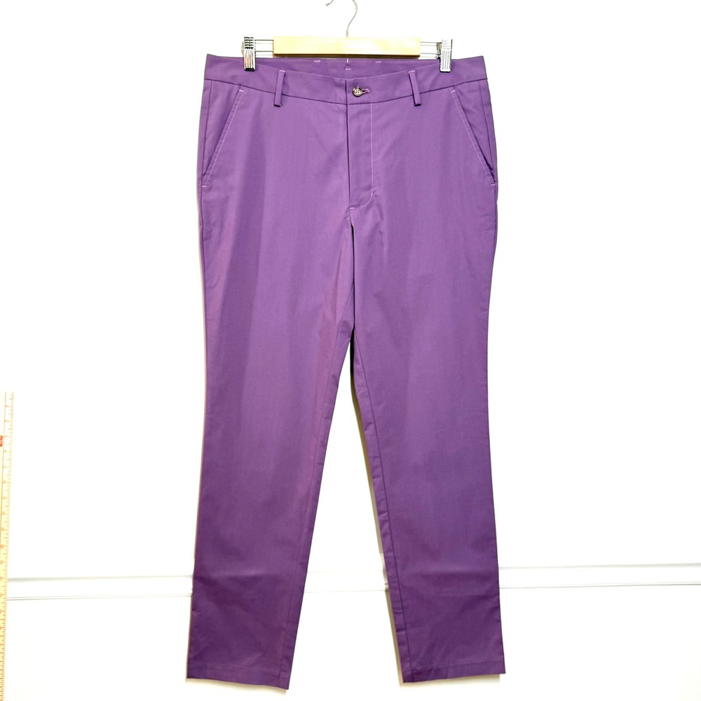 Stantt Hampton Custom Fit Chino Pants Men 34x31 Dusty Purple Stretch Poplin